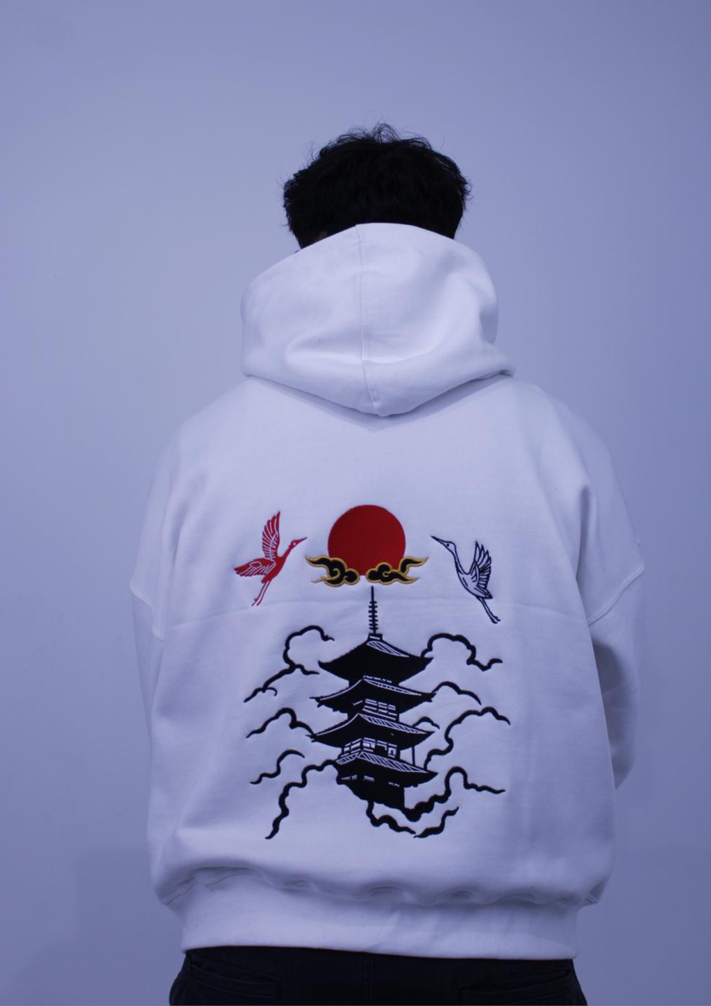 Pagoda rise | Premium White Unisex Hoodie